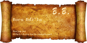Bors Béla névjegykártya